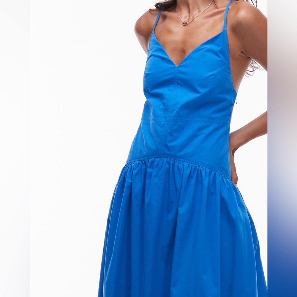 Topshop deep V poplin midi dress - Picture 4 of 6